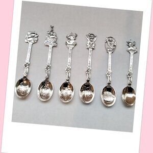 Set of 5 Silver Embossed Easter Spoons Each Engraved With Year